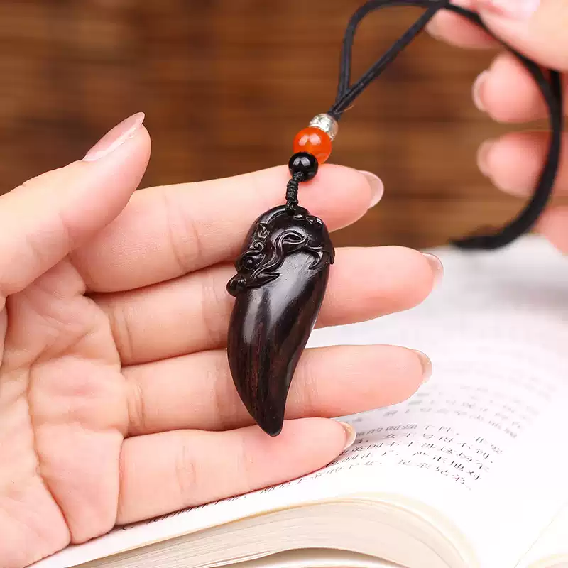 Ebony Wood Dragon Tooth Pendant