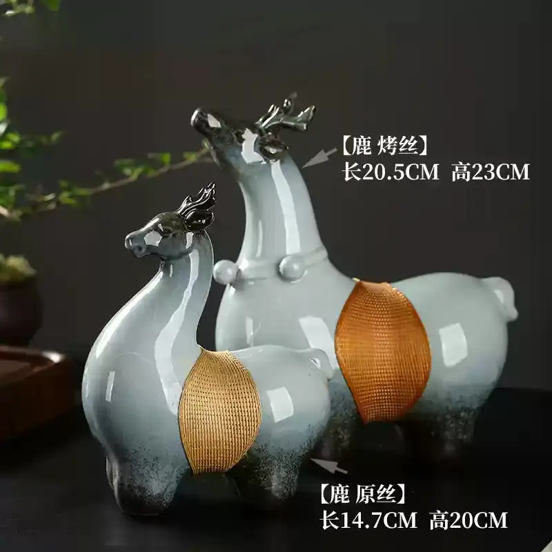 Two Bamboo Thread Porcelain Deer