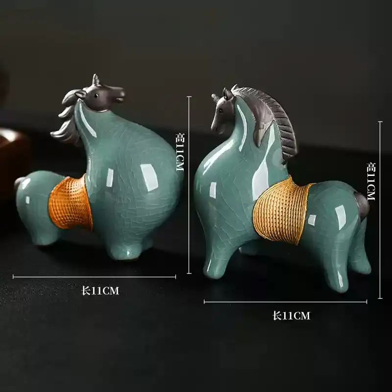 Two bamboo threaded porcelain Tang horses