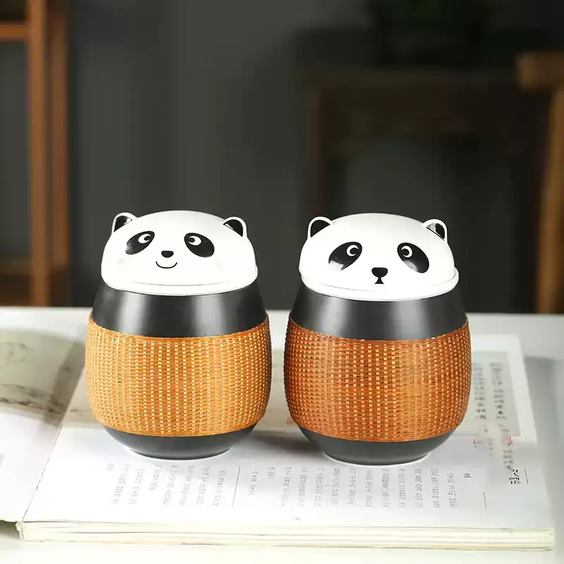 Bamboo thread porcelain Panda Quick Cup